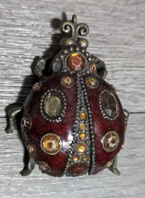 Vintage 2  Miniature Metal Jeweled Enamel Bug Insect Scarab Figurine Animal • $13.45