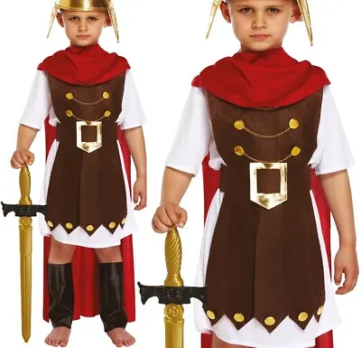 Childs Roman General Fancy Dress Costume Boys Gladiator Soldier Book Day Outfit • $32.81