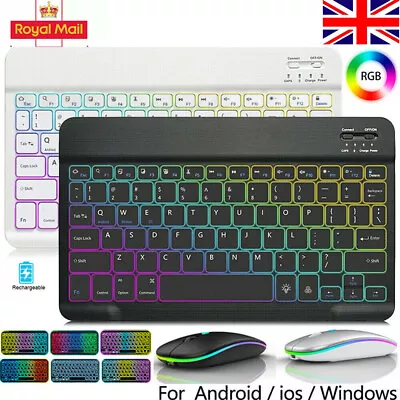 For Apple IPad Mini Ipad 2 3 4 5 6 Ipad 7/8/9th Tablet Keyboard MouseBacklit • £11.99