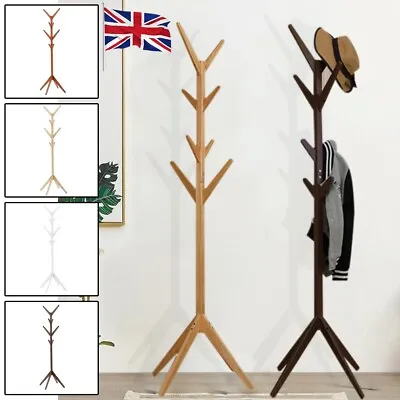 Wooden Coat Stand Coat/Umbrella/Hat Jacket/Floor Standing Rack Clothes Hanger • £13.79