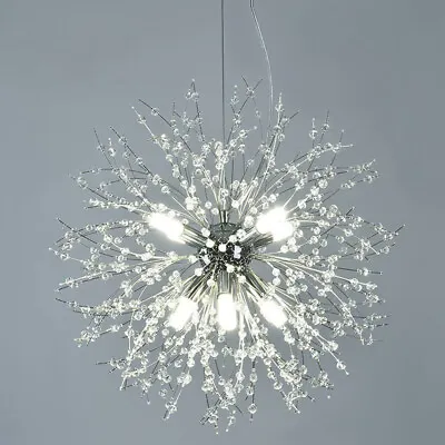 Chrome 8-Lights Firework Pendant Lamp Crystal Ceiling Light Dandelion Chandelier • £39.99