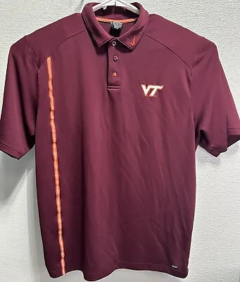 Nike Dri Fit Short Sleeve Virginia Tech Hokies Polo Short Maroon Size XL • $13.72