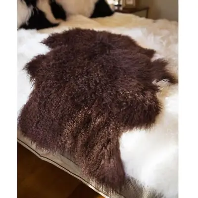 1PCS Genuine Tibetan Fur Throw Rug Real Mongolian Lambskin Sheepskin Decor Mats • $62.69