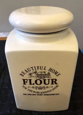 Home Sweet Home - Beautiful Home Ceramic Flour Canister. Cream Colour. Large • £7