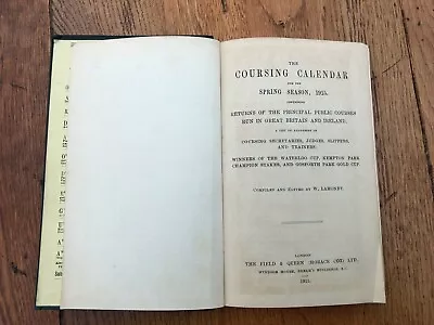 The Coursing Calendar Book. Spring 1915 • £24.99