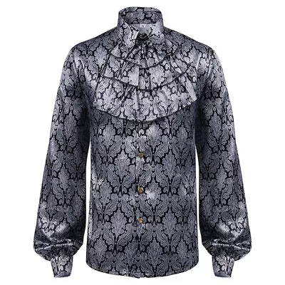 Trendy Victorian Punk Style Shirt Men Retro Steampunk Folded Collar Medieval Top • $31.09