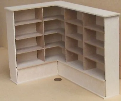 MDF Wooden Left Corner Shelf Unit Tumdee 1:12 Scale Dolls House Mini Flat Pack • $26.76