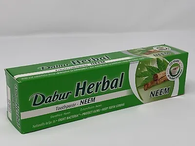 Dabur Neem Herbal Toothpaste 100ml No Added Fluoride Suitable For Vegeterian • £6.49