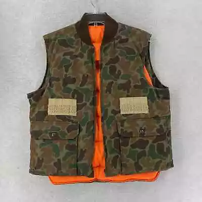 Woolrich Reversible Frogskin Camouflage Down Duck Hunting Vest LARGE Made In USA • $99