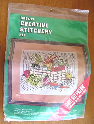 Vintage Crewel Creative Stitchery Kit  Vegetable Basket  16  X 20  Vogart #5176 • $15.25