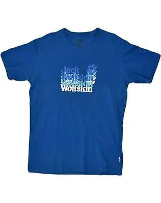 JACK WOLFSKIN Mens Graphic T-Shirt Top Large Blue Cotton AP52 • £12.34