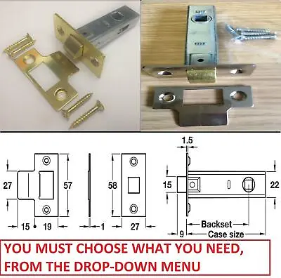 Mortice Tubular Latch Internal Door Bolt Handle Sprung Catch 76mm Silver & Brass • £3.10