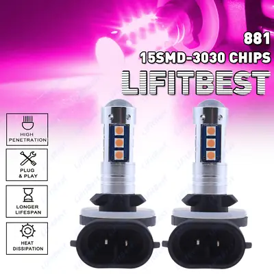 2x 881 898 H27W 30SMD Pink Purple LED Fog Daytime Light Bulbs Driving DRL Lamp • $12.92