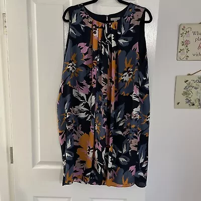 H&M Navy Multi Flower Dress Size Xtra Large Worn Once • £5.50