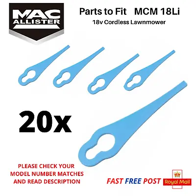 MacAllister MCM18-Li 18v Cordless Lawnmower Blue Plastic Blades X 20 FAST POST • £6.85