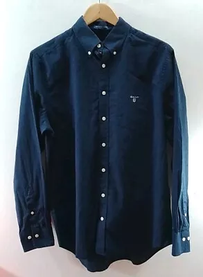 Gant Plain Broadcloth Regular Shirt Size Medium Blue • £15.99