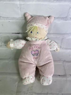 Kids Preferred 8in My First Baby Doll Rattle Pink Polka Dot 2010 Stuffed Plush • $11.25