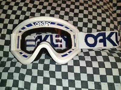 Vintage 90s Oakley Goggles White/ Blue  Guard Nos Mxama Motocross Helmet  • $225