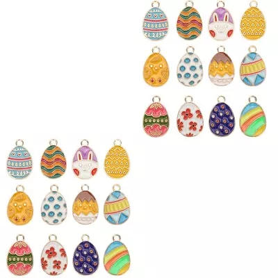  48 Pcs Easter Egg Pendant Charms For Jewelry Making Kids Decor Rabbit Eggs • £11.99