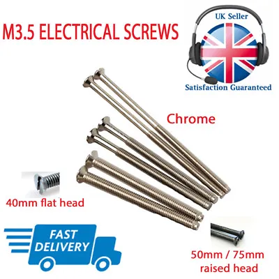 £3.25 • Buy Chrome Black Nickel Brass M3.5 Long Electrical Socket Switch Screws Zinc Finish 