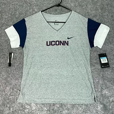 $19.98 • Buy UCONN Huskies Nike Womens T Shirt Medium Gray Navy White NCAA Sports Dri Fit NWT