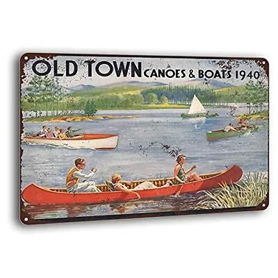 $17.49 • Buy 1940 Old Town Canoes & Boats Vintage Metal Sign Wall Decoration Garage Shop