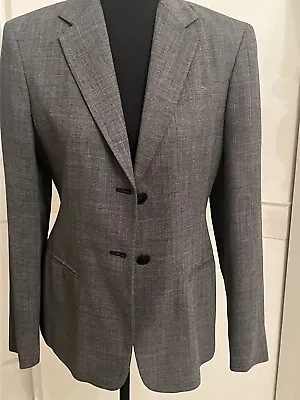 MAX MARA Italy $990 Woven Gray Sheen Lined Plaid Jacket  Size US 4/6 • $90