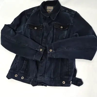 Scotch & Soda Vintage 90s Motorcycle Biker Jacket Men Size L Large Blue Denim • $200.77