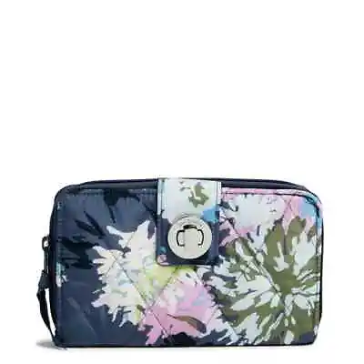 Vera Bradley Ultralight RFID Turnlock Wallet Chrysanthemum Crush NWT Blue Pink • $29.99