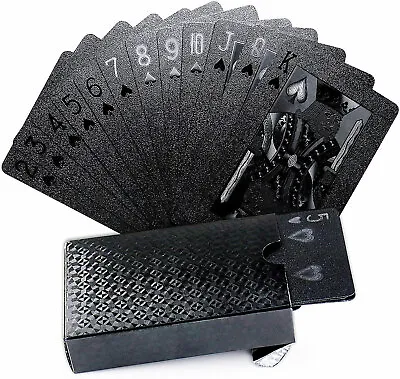 £4.59 • Buy Black Gold Poker Playing Cards PVC Waterproof Flexible Shiny Corrosion Resistant