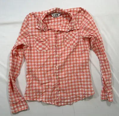 I Love H81 Women's Pink Plaid Button-up Long Sleeve Shirt Size Small • $9