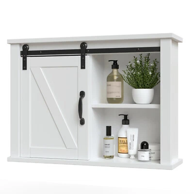 $72.49 • Buy Rustic Farmhouse Bathroom Wall Medicine Cabinet Organizer W/ Sliding Barn Door