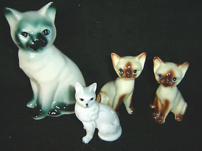 Vintage Lot Of 4 Porcelain Siamese Cats Japan Mid-Century • $14.95