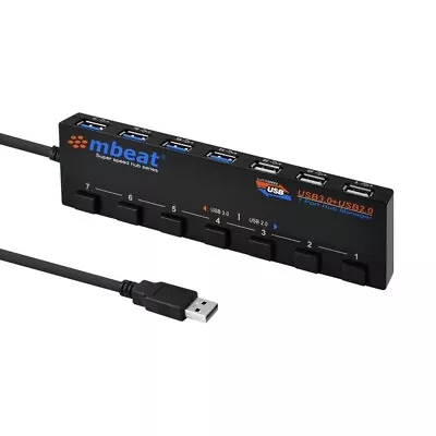 Mbeat 7-Port USB 3.0 & USB 2.0 Powered Hub Manager With Switches 4x USB 3.0 • $55.67
