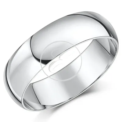 9ct White Gold Ring D Shape Medium/Heavy Wedding Ring Band (Solid & Hallmarked) • £228