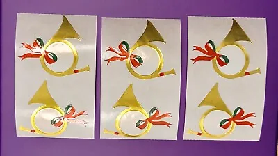 6 Rare Vintage 80's Mrs. Grossman's Gold Christmas French Horns Sticker Mods Lot • $8.95