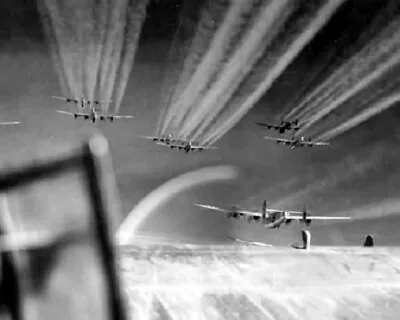 Formation Of Consolidated B-24 Liberator Bombers Bomb Raid WWII 8x10 Photo 357a • $7.43