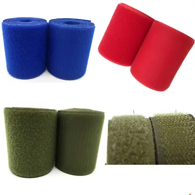 2m Length *10cm Width Sew On Hook And Loop Fastener Tape Blue/Army Green/Red • £7.19