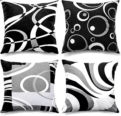 Black And White Throw Pillow Covers 18X18 Inches Set Of 4 Decor Decorative Throw • $28.88