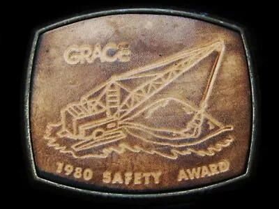Jk27161 Vintage 1980 **grace** Coal Mining Safety Award Leather Belt Buckle • $12