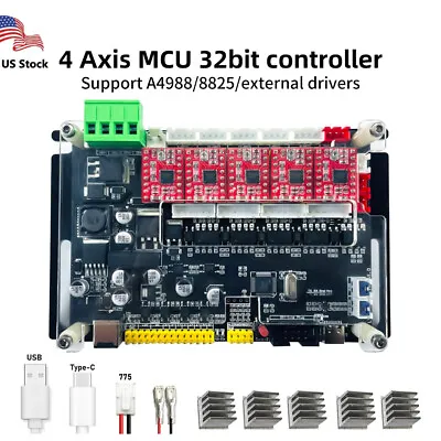 GRBL 4-Axis Stepper Motor Driver Controller For CNC Router Laser Engraver Cutter • $45.59