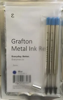 Grafton 5mm Blue Metal Gel Refills Everyman For Grafton Pen /mini Twist X 3 • $15