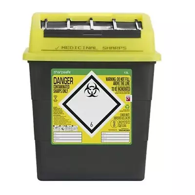 Sharpsafe 13 L Bin Box Needle Lab Waste Insulin Syringe Tattoo Medical Biohazard • £8.90