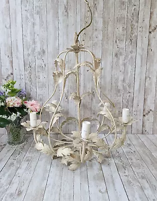 Large 5 Arm BHS Chandelier Cream Gold Ornate Shabby Chic Light Antique Style • £38.99