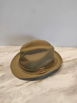 Stetson Water Repellent Fedora Hat Rain Cap Size 6 7/8 Tan Made In USA • $20