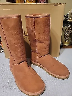 Ugg Classic Tall Womens Boots Pink Size 6 Hardly Worn Genuine Leather Sheepskin • $39.99