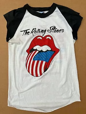 Vintage 1981 Rolling Stones Tour T Shirt Medium Authentic Rare Cropped Sleeves • $60