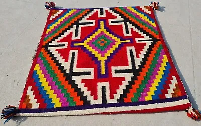 Authentic Hand Knotted Vintage Bulgaria Kilim Kilim Wool Area Rug 1.7 X 1.5 Ft • $24.99