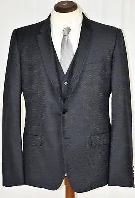 Xlent Dolce & Gabbana 3 Piece Flat Front Grey Weave Suit 40 R • $495