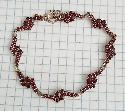 Bracelet Natural Czech Garnet Silver 900 Test Pyrop. Antiques Women's Jewelry • $280